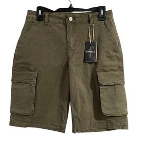 FLAMINGALS Women's  Olive Green Cargo Shorts Cotton Blend Utility Pockets Size M